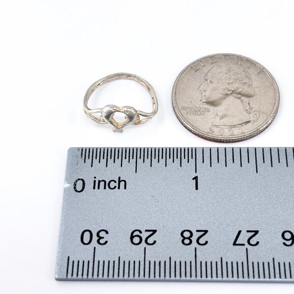 Vintage Sterling Silver 925 Heart Ring Size 2 - Picture 9 of 10